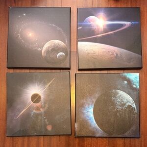 Set of 4 Space-Themed Canvas Art Prints